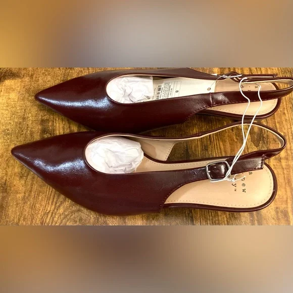 Women’s Samantha Sling Back Kitten Heels – a New Day™ Burgundy Size 8 new - Picture 2 of 6